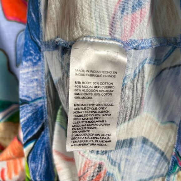 Chico’s Cotton Modal Abstract Colorful Flamingo T-shirt Top Sz 2 L - Picture 5 of 5